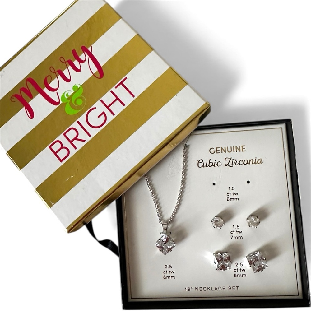Cubic Zirconia Necklace and Earring Set